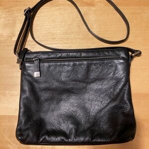Genuine Leather Men’s or Women’s Vintage Black Leather Crossbody Bag